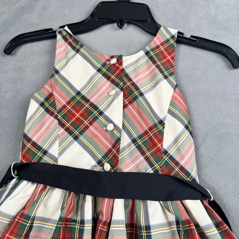 Polo Ralph‎ Lauren Girls Plaid Taffeta Holiday Dress Red Green Size 6 Sash Logo